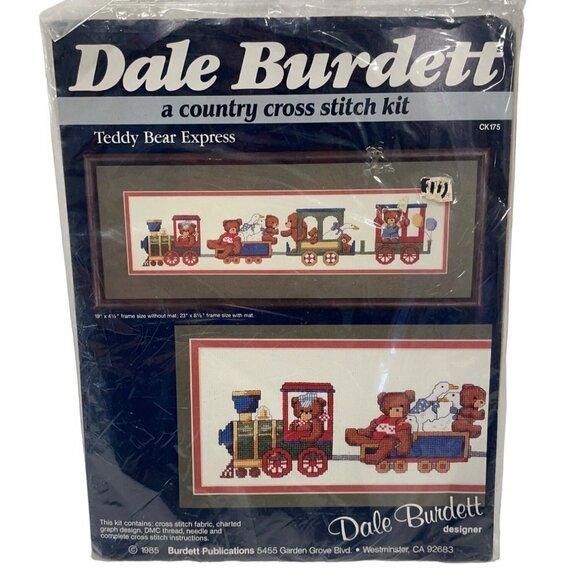 DALE BURDETT Cross Stitch Kit 1985 Teddy Bear Express Country Train - Picture 1 of 3
